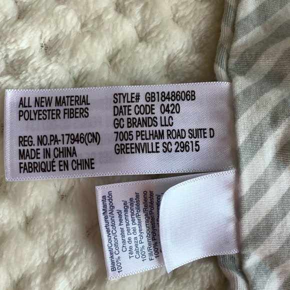 Gerber Organics Plush Grey Fox Striped Lovey Stuffed Animal Security Blanket Toy - Picture 8 of 12